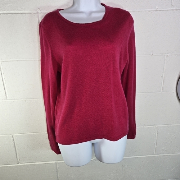 Sandra Cashmere dark hot pink cashmere scoop long sleeve sweater - Picture 6 of 7